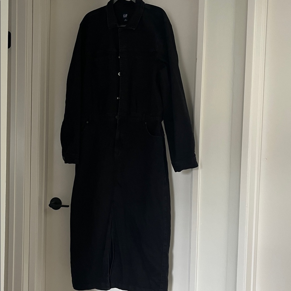 GAP Black Long Denim Jumpsuit